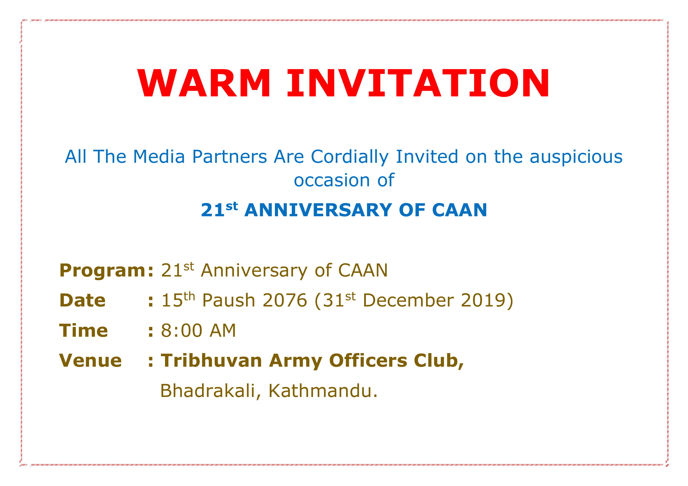 Invitation to Media Partners